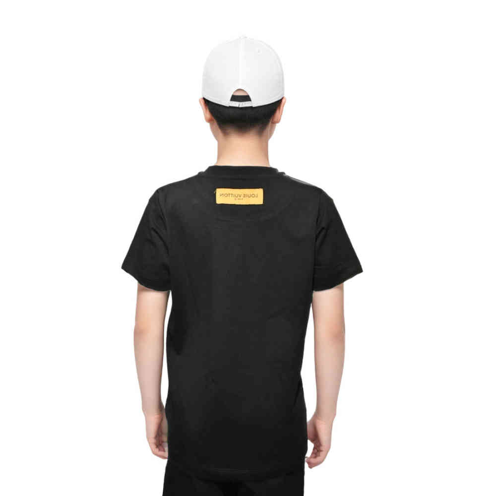 Louis Vuitton Black Embroidery Design Kids T-shirt-1