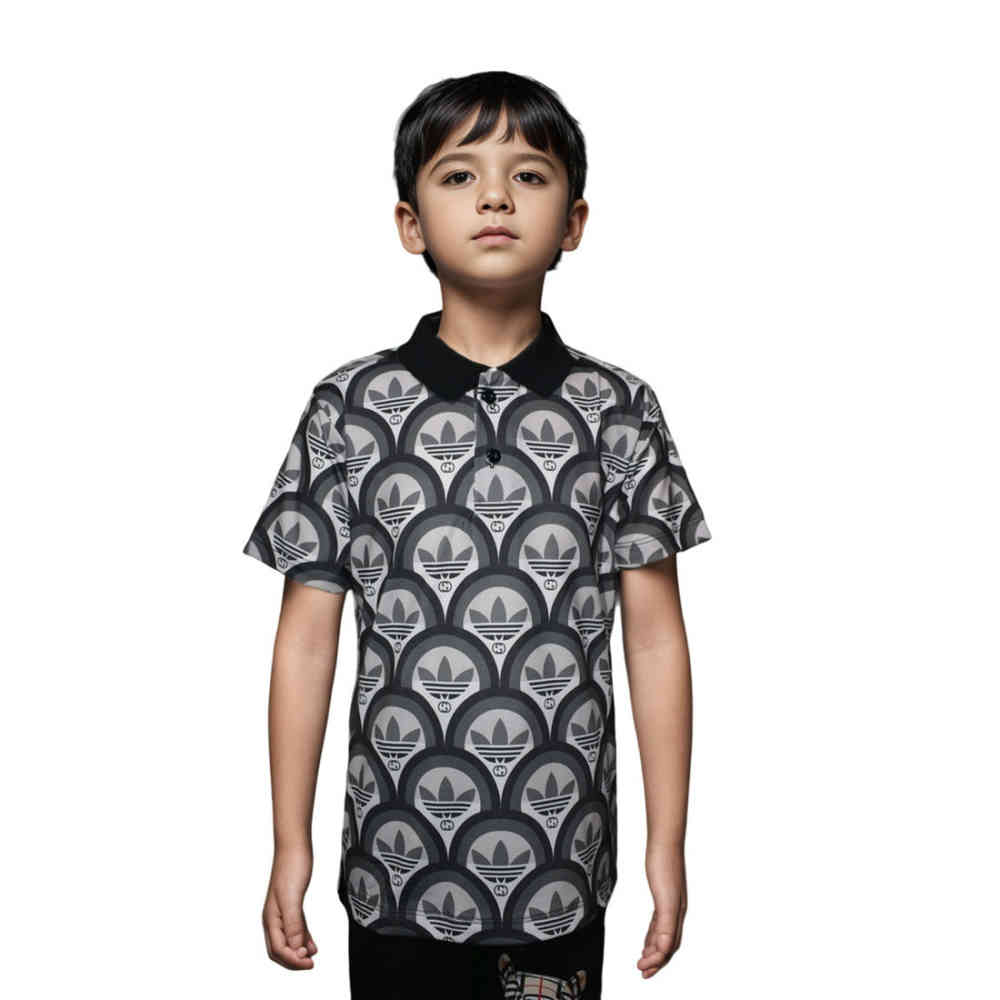 Black Adidas Orange Premium Quality Kids T-shirt