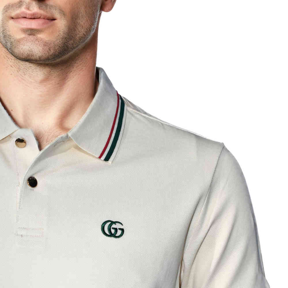 Gucci Cream Premium logo Embroidered T-shirt-4