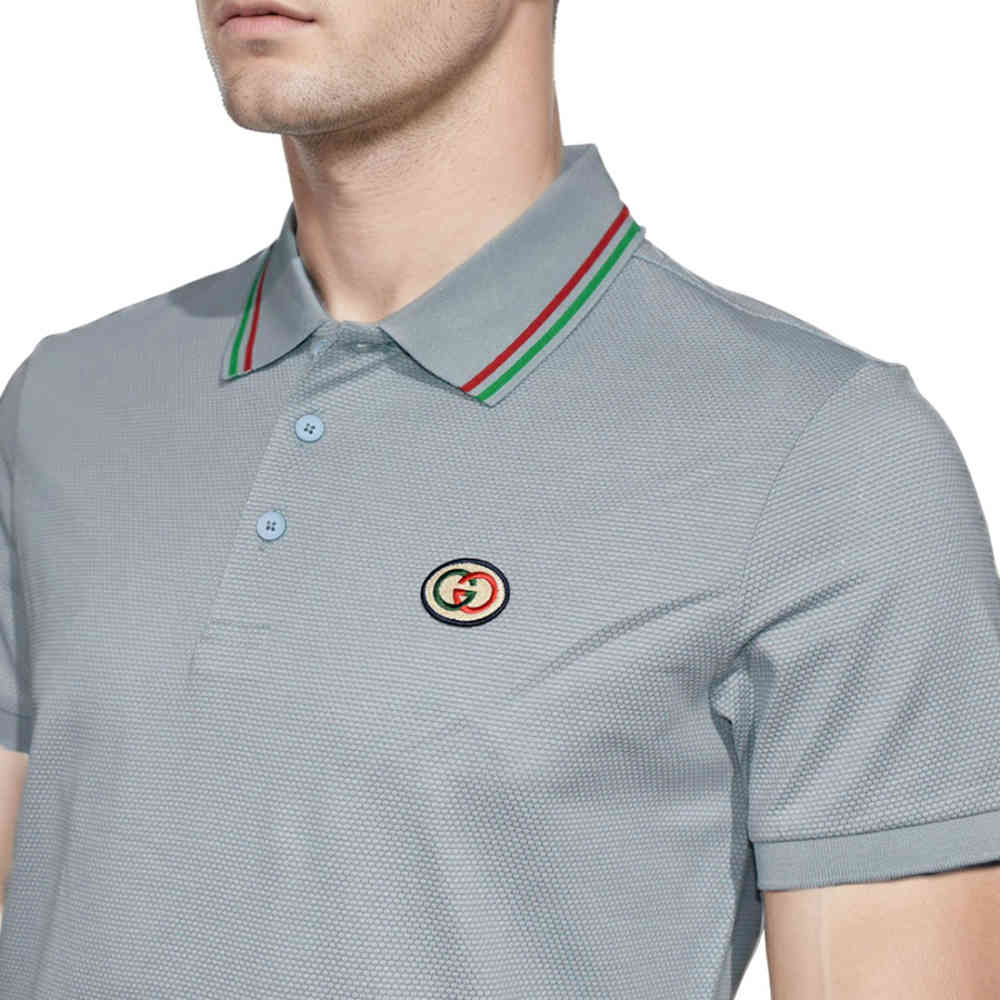 Gucci Light Blue Premium logo Embroidered T-shirt-3