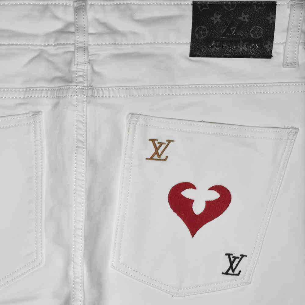 Louis Vuitton White Premium Quality Jeans-thumb-3