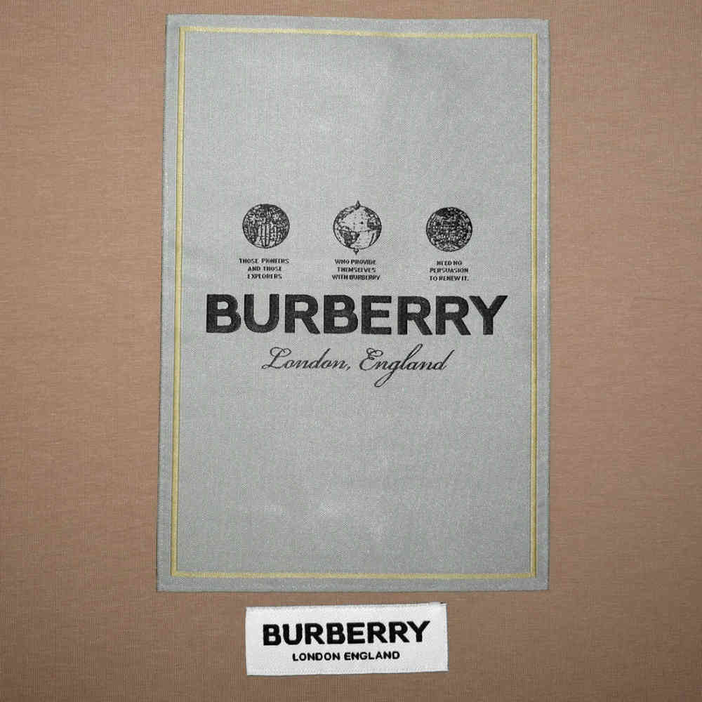 Burberry Label Print Brown Premium T-shirt-3