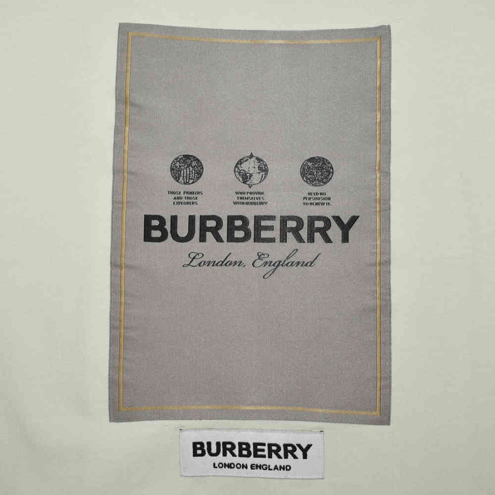 Burberry Label Print Cream Premium Kids T-shirt-3