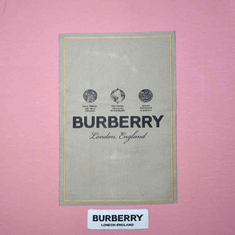 Burberry Label Print Pink Premium Kids T-shirt-3