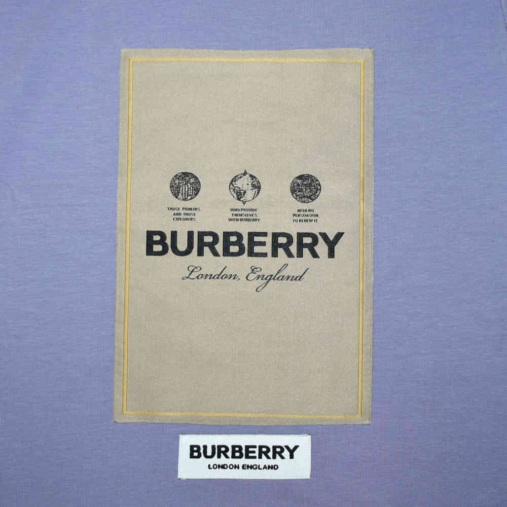 Burberry Label Print Purple Premium Kids T-shirt-3