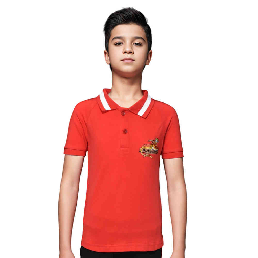 Burberry Kids red Cotton Tiger Print T-shirt-thumb-0