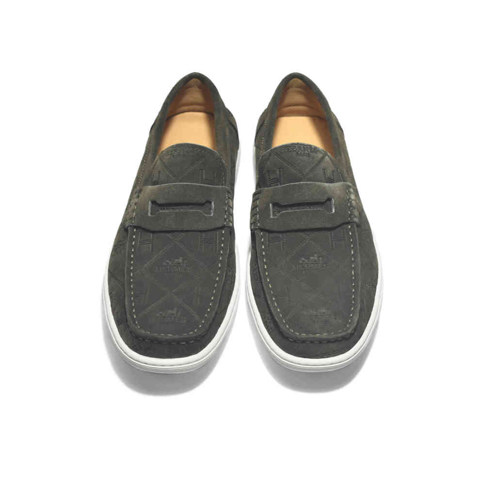 Hermes Green Premium Luxury Suede Loafers-3