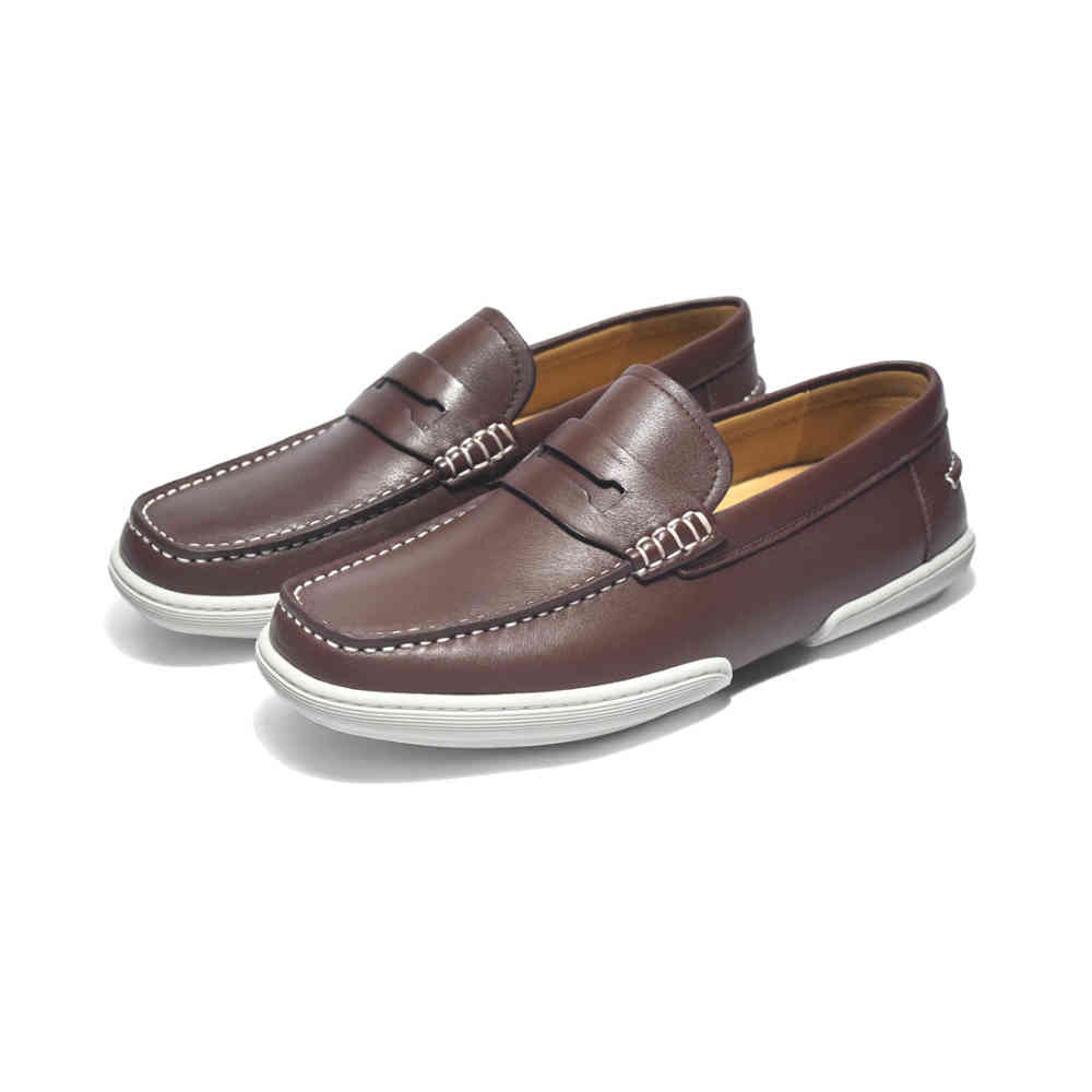 Hermes Brown Premium Casual Loafers-thumb-0