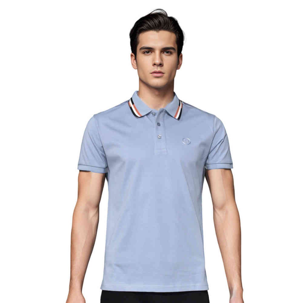 Light Blue Hermes White Premium Luxury Polo T-shirt