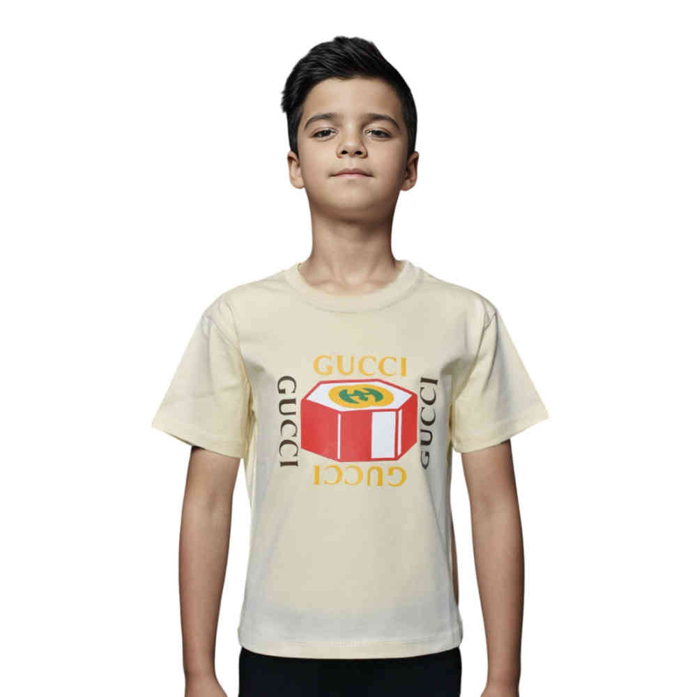 Cream Gucci Print Red Premium Kids T-shirt