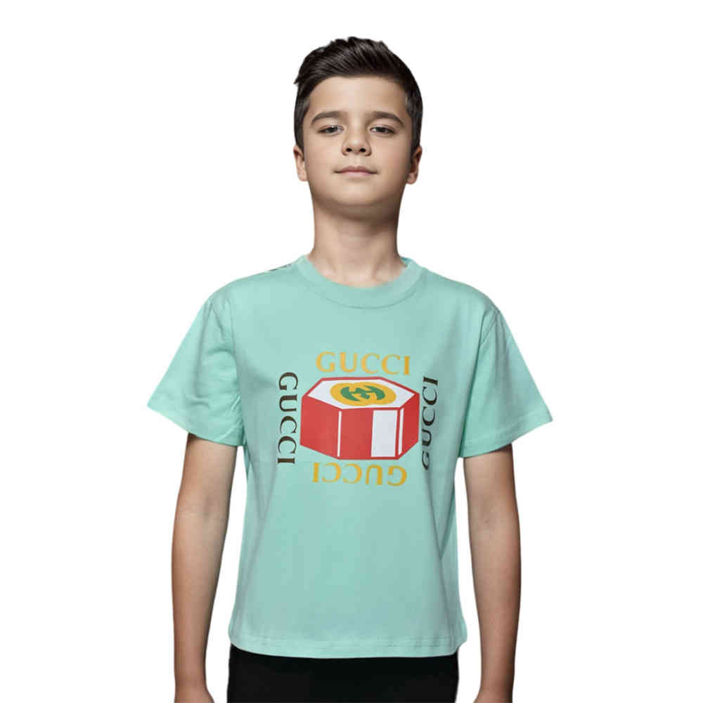 Green Gucci Print Red Premium Kids T-shirt