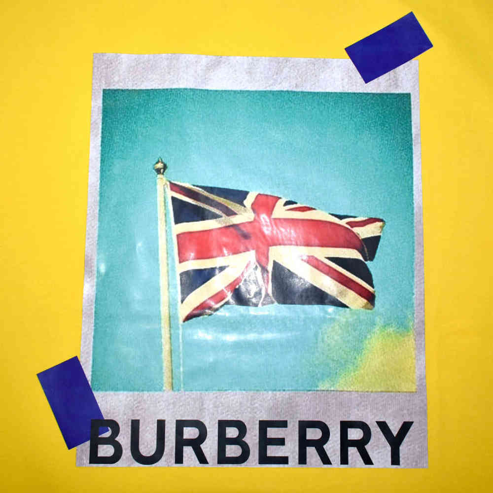Burberry Yellow England Flag Print Women Oversized T-shirt-3