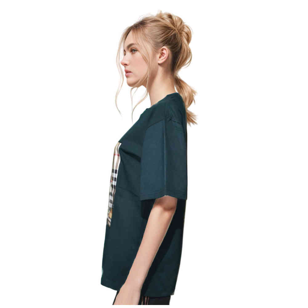 Burberry Teddy Print Dark Green Women Overized T-shirt-thumb-2