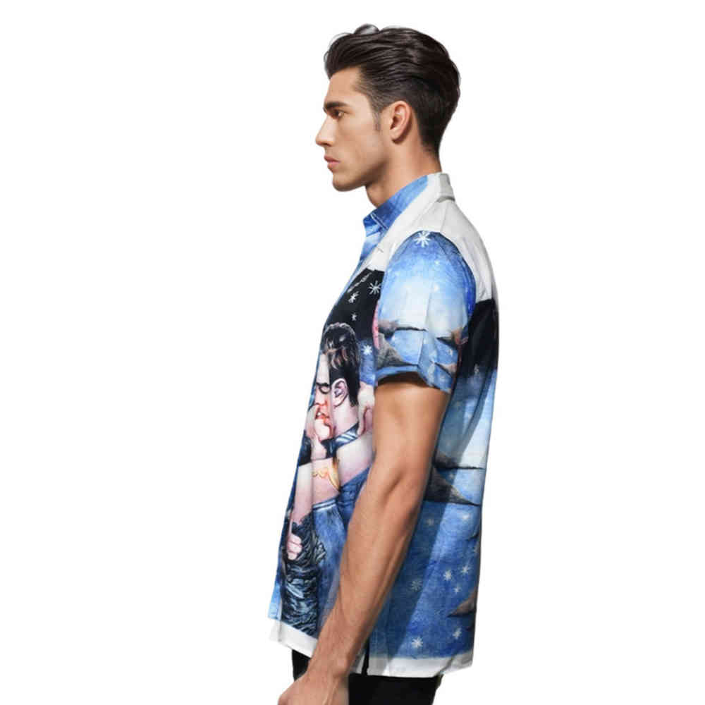 Amiri Sky Blue & White Premium Quality Half Sleeve Shirt-thumb-2