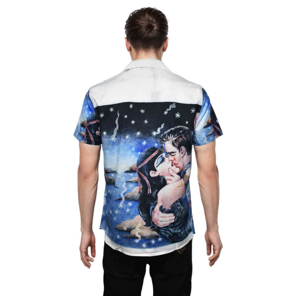Amiri Sky Blue & White Premium Quality Half Sleeve Shirt-thumb-1