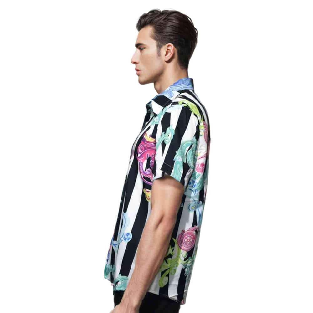 Versace Black & White Premium Quality Half Sleeve Shirt-thumb-2