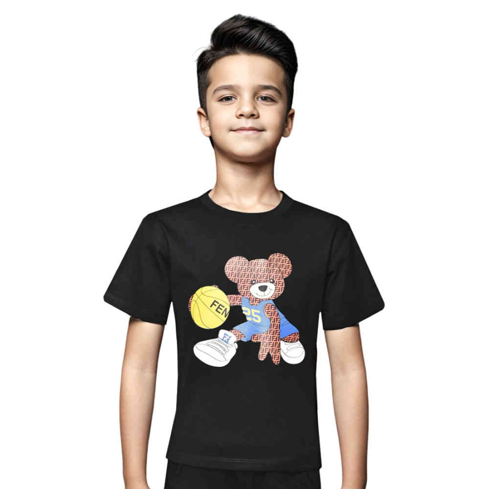 Black Fendi Basketball Teddy-Bear White Premium Kids T-shirt