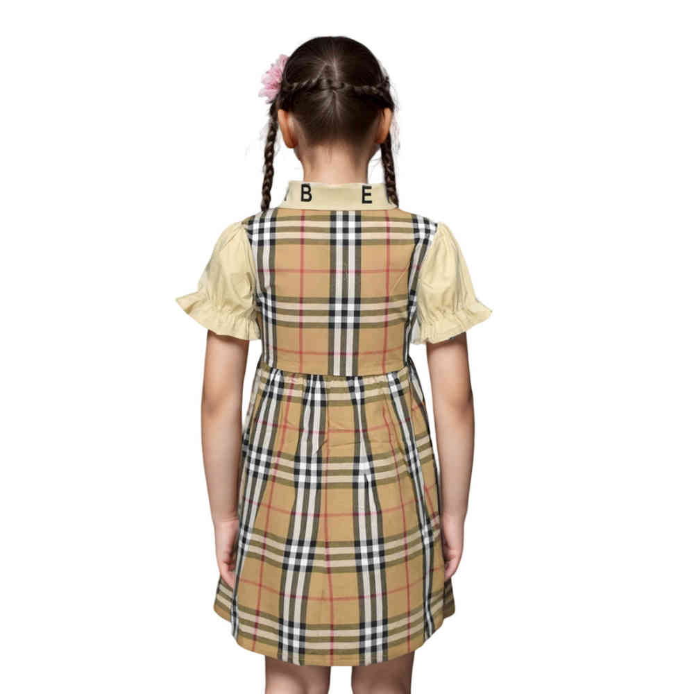 Burberry Mustard Premium Girls Dress-thumb-1