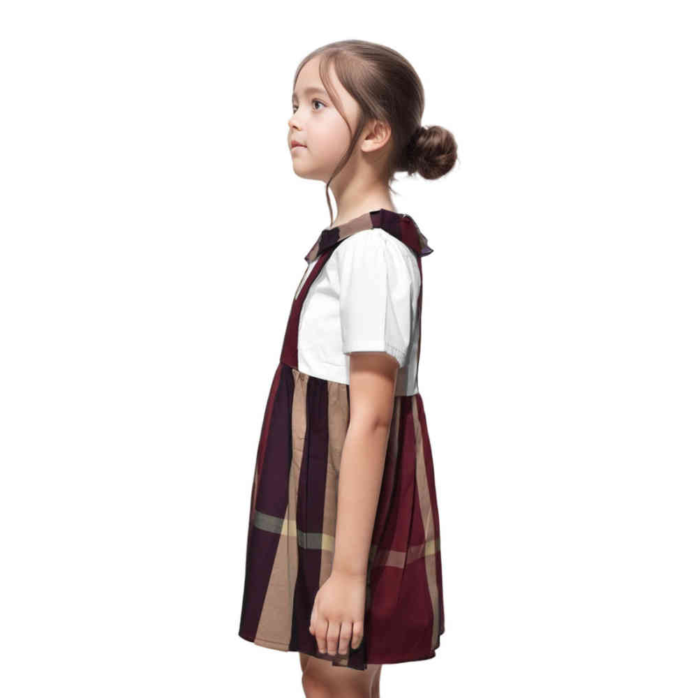 Burberry Wine Premium Girl's Dress-2