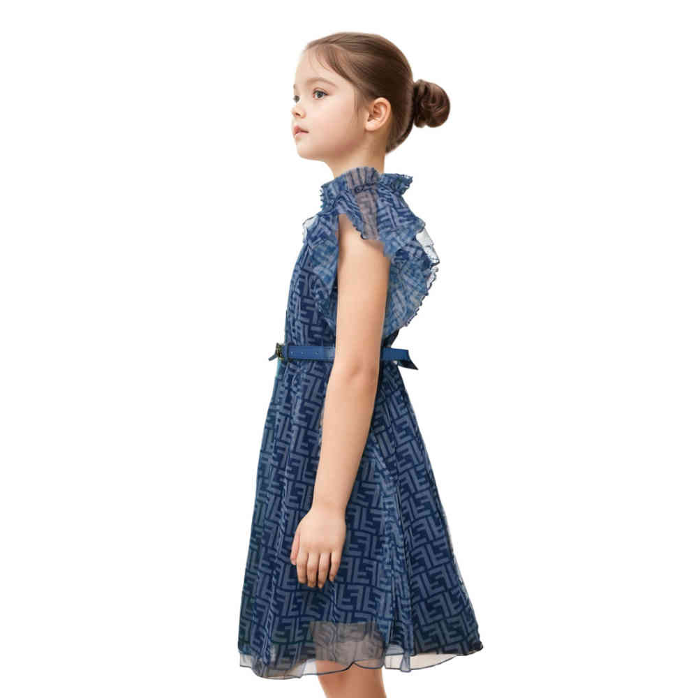 Fendi Blue Premium Quality Girls Dress-thumb-2