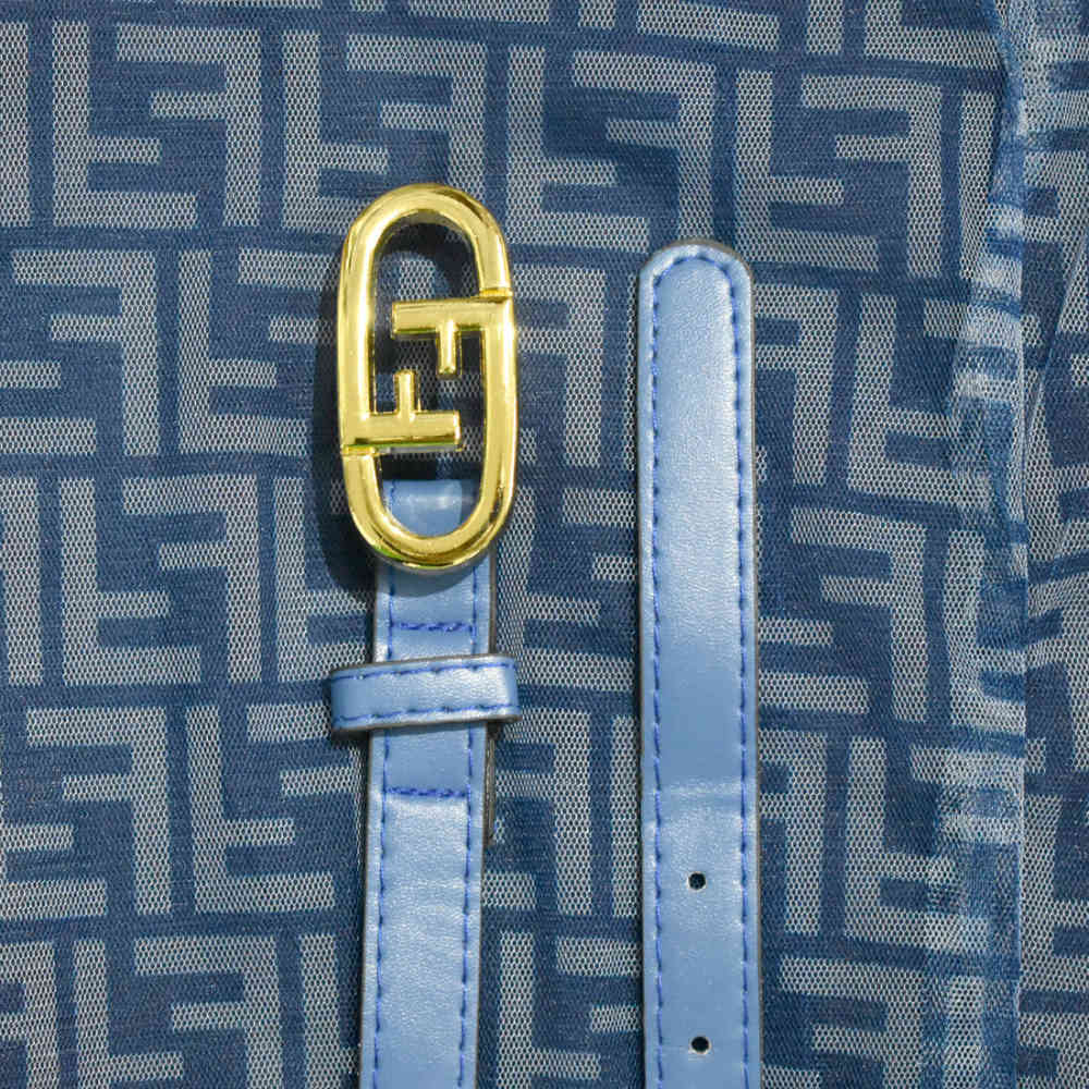 Fendi Blue Premium Quality Girls Dress-thumb-4