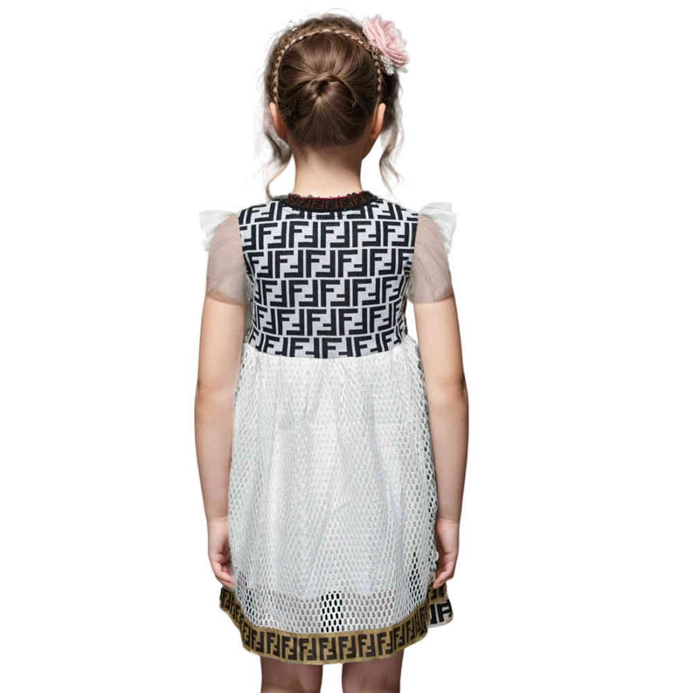 Fendi Black logo Print Premium Girls Dress-1