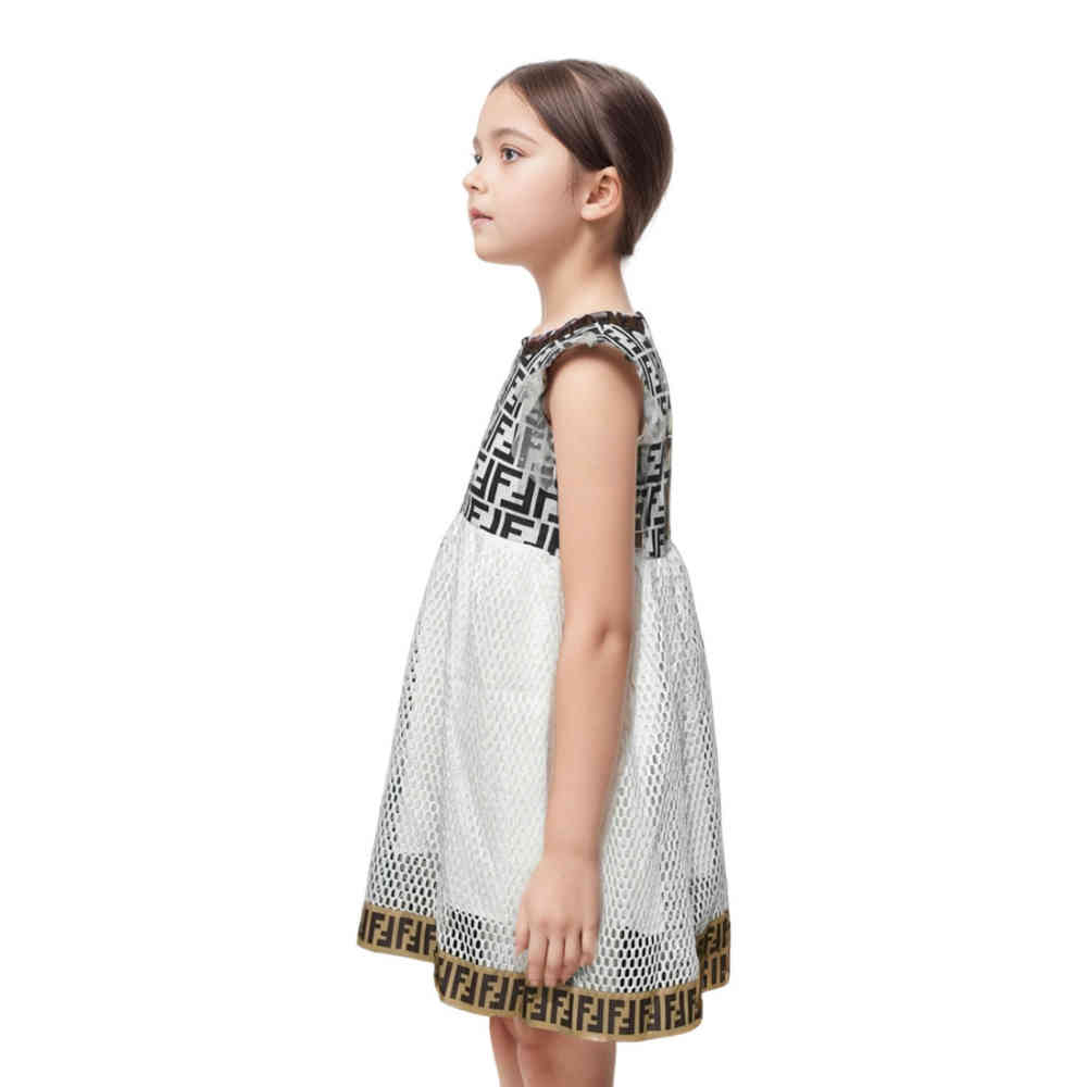 Fendi Black logo Print Premium Girls Dress-2