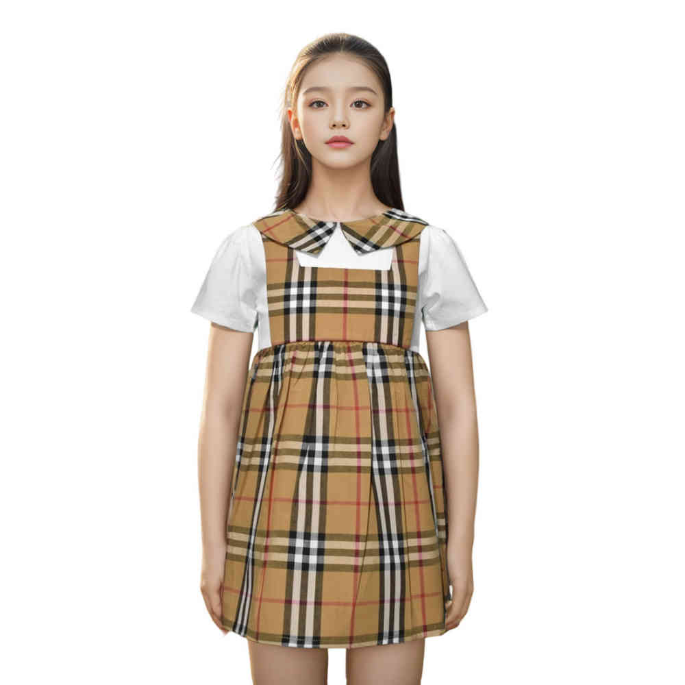 Brown Burberry Wine Premium Girl's Dress