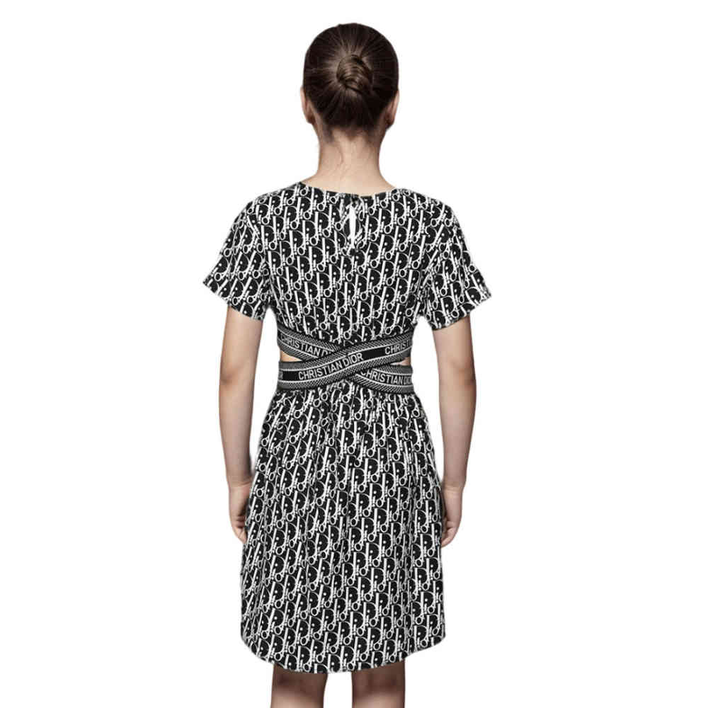Christian Dior Black logo Print Premium Girls Dress-thumb-1
