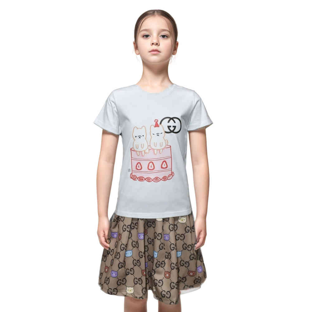 White Gucci Black Premium Quality Girls Co-ord Set