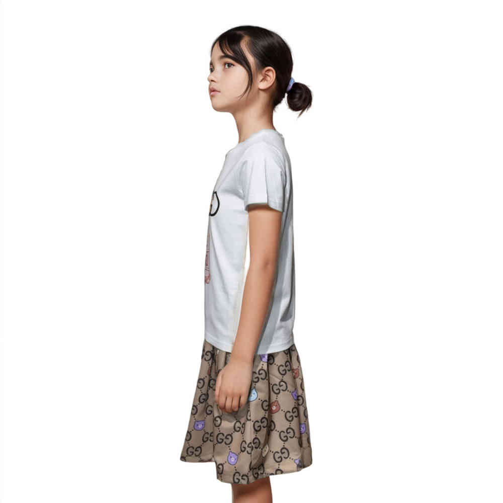 Gucci White Premium Quality Girls Co-ord Set-thumb-2