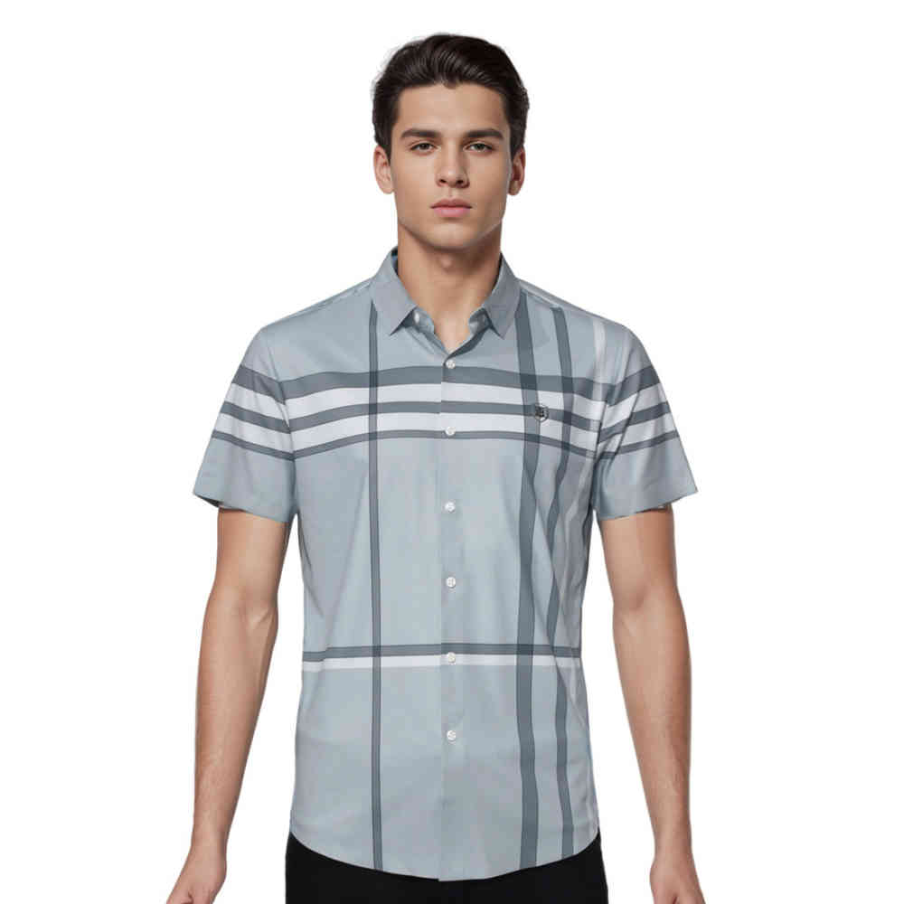 Grey Burberry Blue Checks Premium Quality Shirt