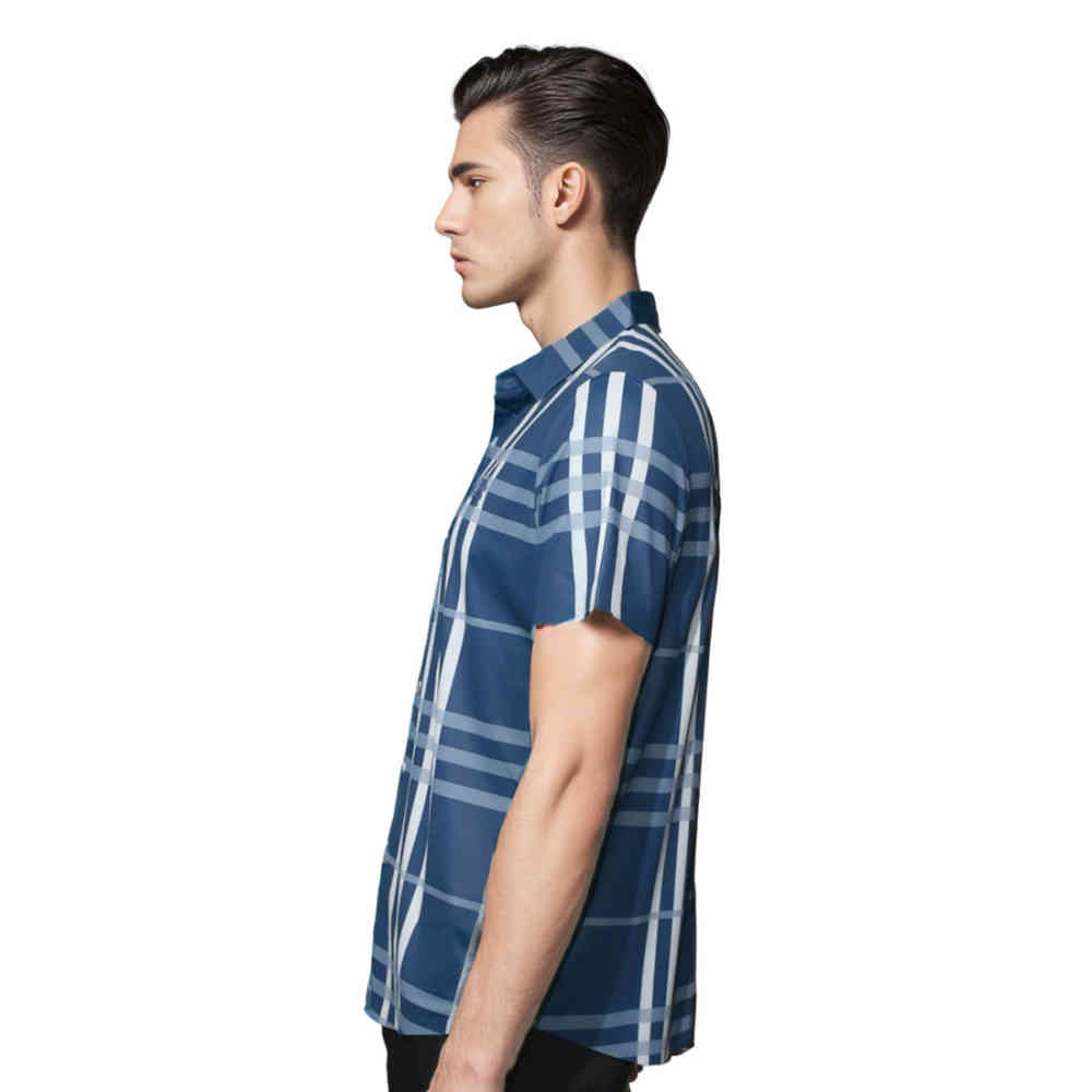 Burberry Blue Checks Embroidered Premium Shirt-thumb-2
