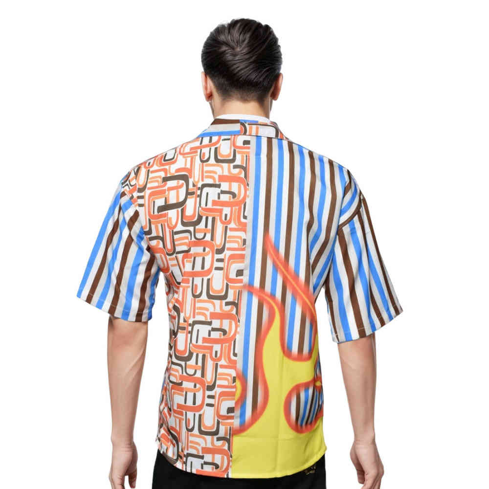 Prada Exclusive Flame Pattern Drop Shoulder Premium Quality Shirt-1