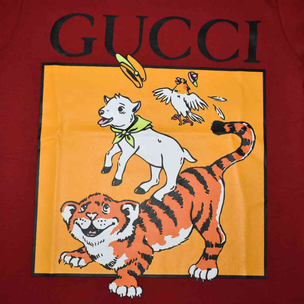 Gucci Logo Print Red Premium Kids T-shirt-thumb-3