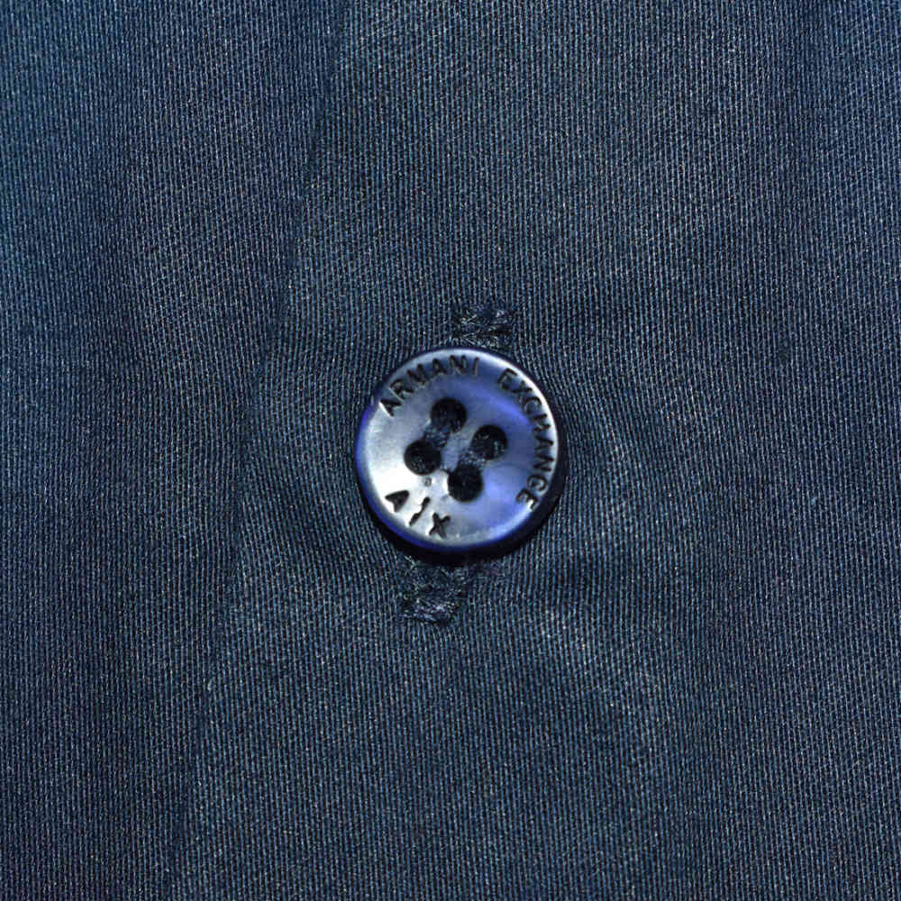 Armani Exchange Blue Premium Logo Print Kids Shirt-thumb-4