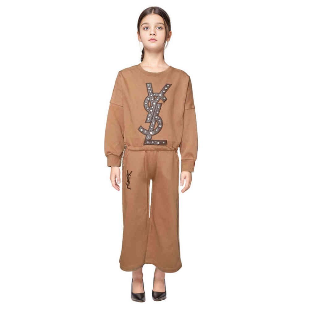 Brown YSL Cream Premium Girls Co-ord Set