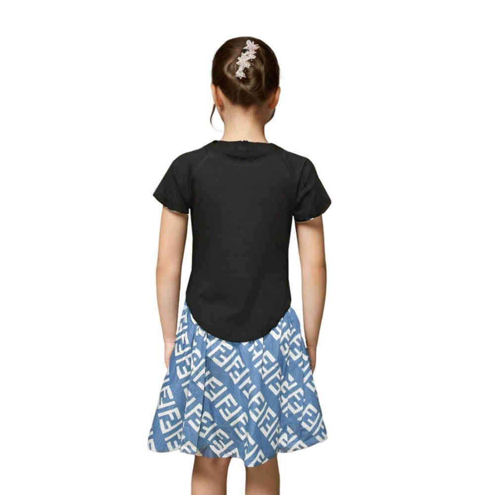 Fendi Embroidery logo Black Premium Girls Co-ord Set-thumb-1