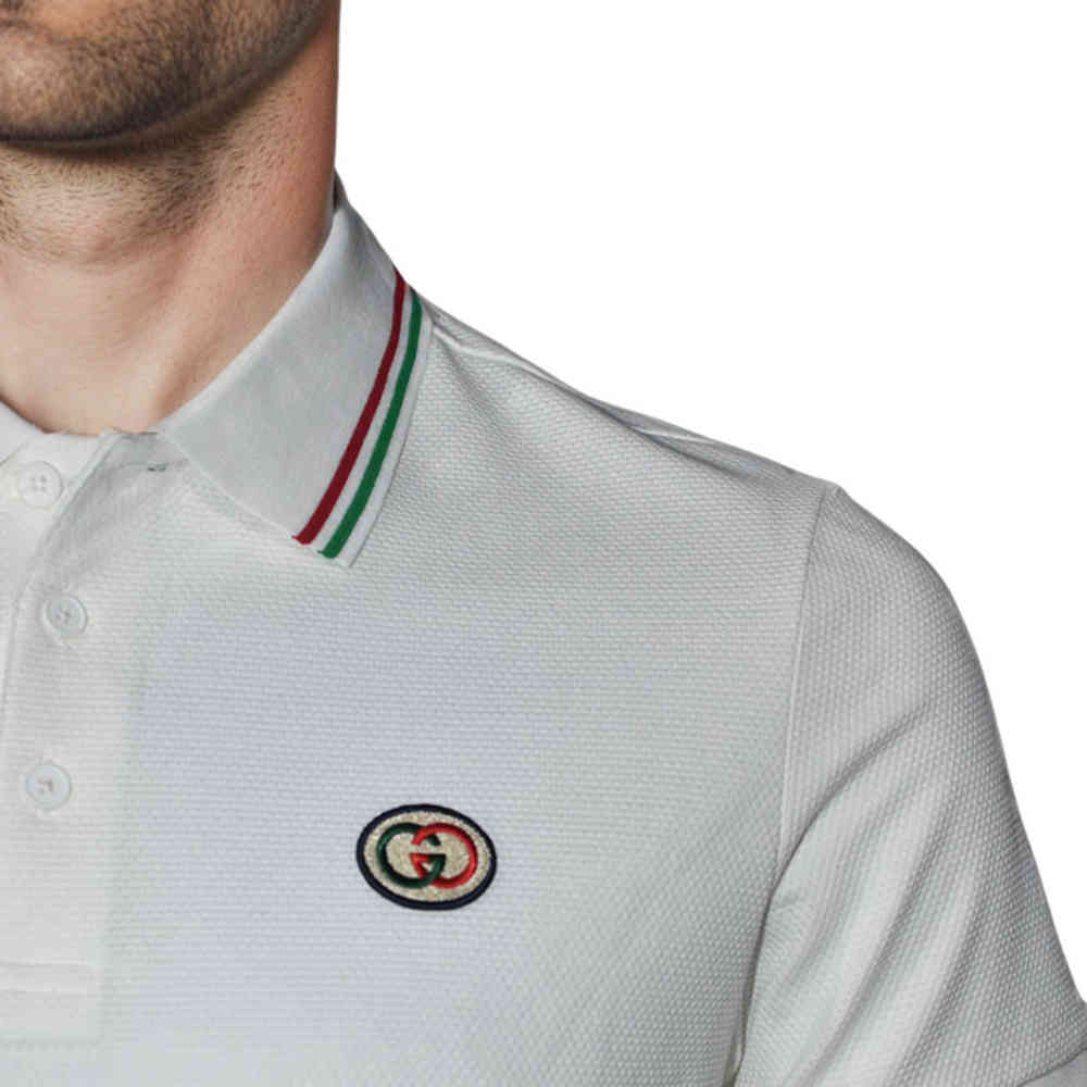 Gucci White Premium logo Embroidered T-shirt-thumb-4