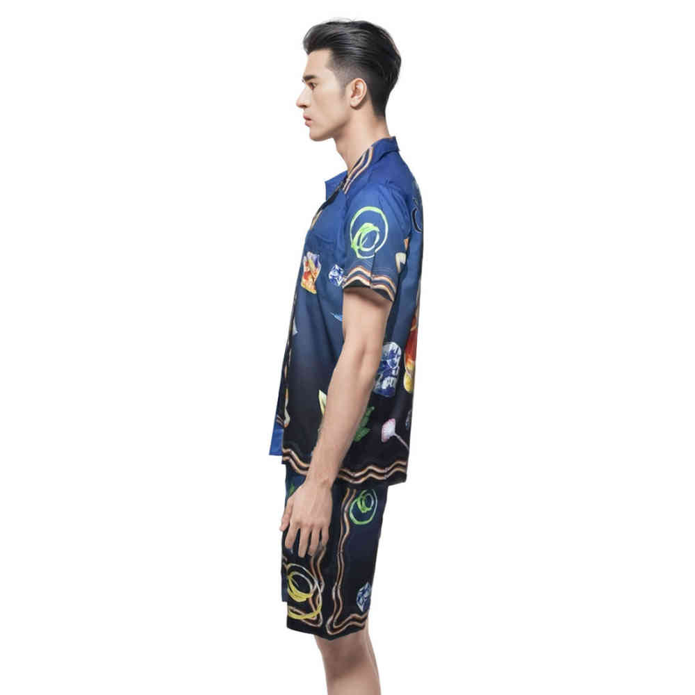 Casablanca Paris Sunset Print Blue Mens Shirt & Shorts Combo-2