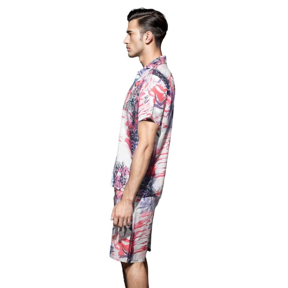 Amiri Hawaii Floral Print Pink & White Premium Shirt & Shorts Combo-2