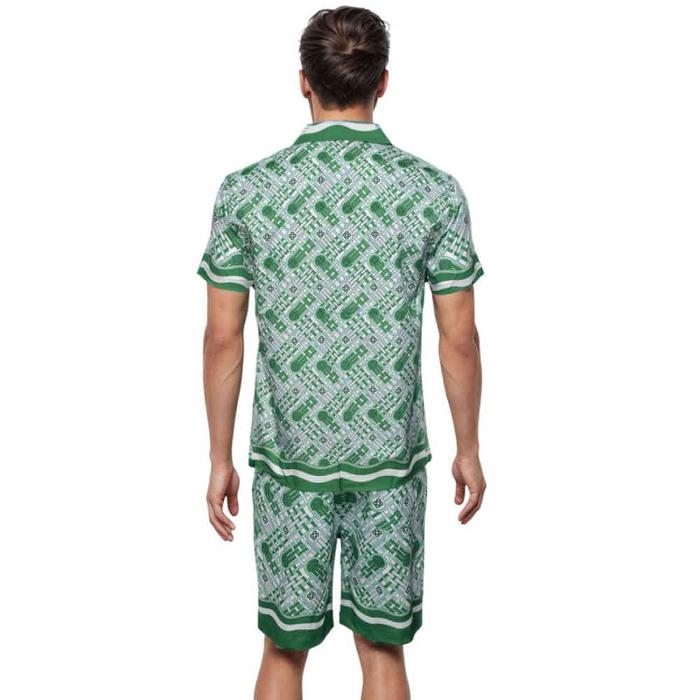 Casablanca Paris Green & White Mens Shirt & Shorts Combo-thumb-1