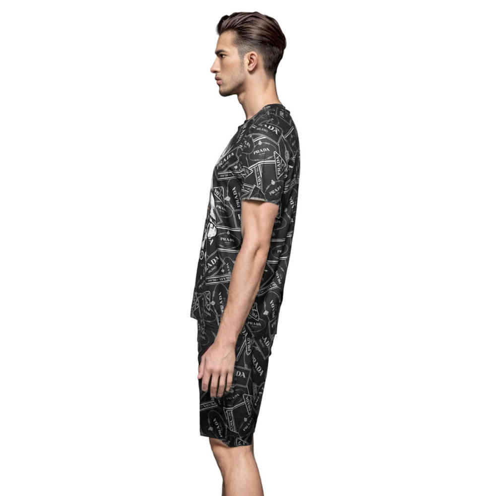 Prada Black Premium Quality Short Sleeve Shirt & Shorts Combo-2