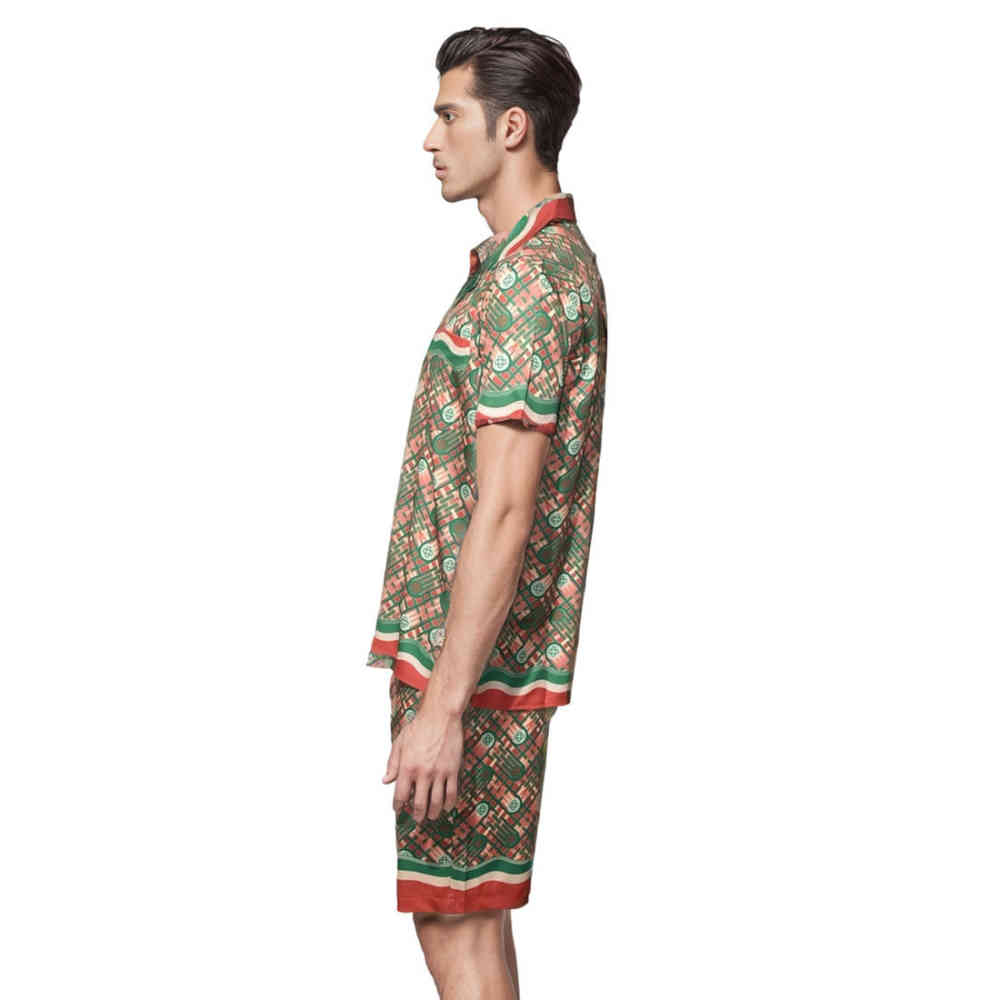 Casablanca Paris Red & Green Mens Shirt & Shorts Combo-2