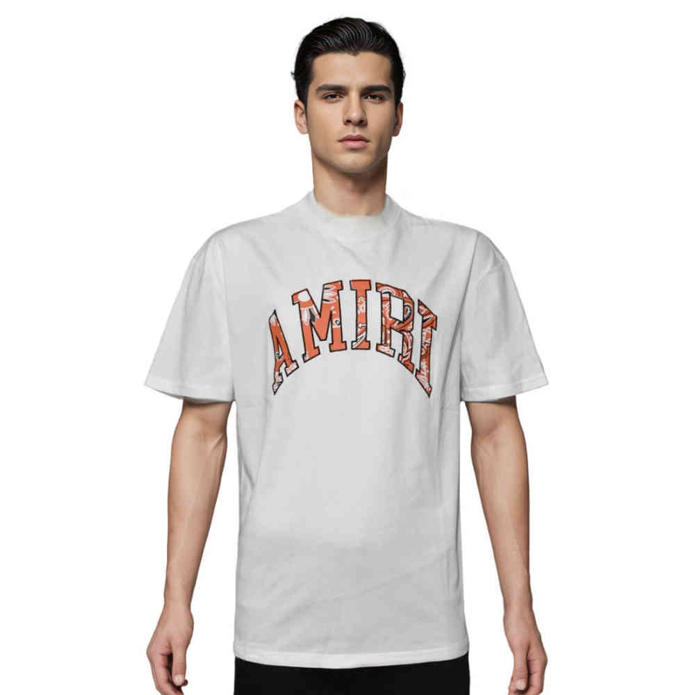 White Amiri Print Brown Premium Quality Bandana T-shirt