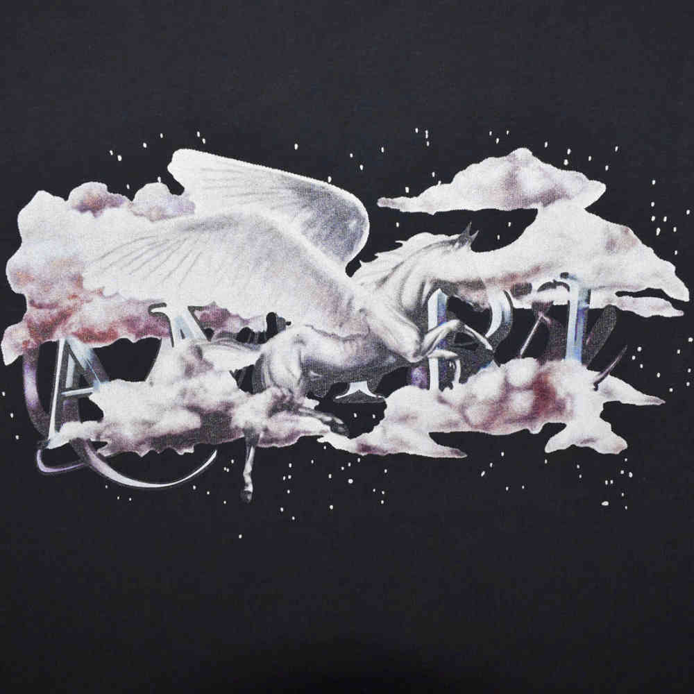 Amiri Black Pegasus Script Print Premium T-shirt-thumb-3
