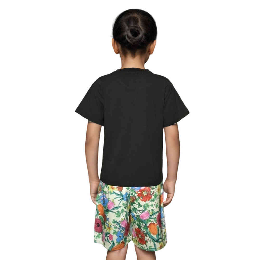 Gucci Teddy Print Black Premium Girls Co-ord Set-1