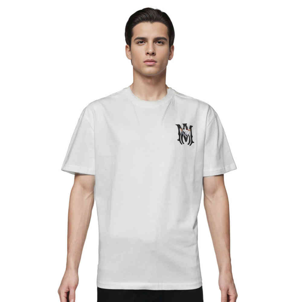 White Amiri Logo-patch Black Premium Quality T-shirt