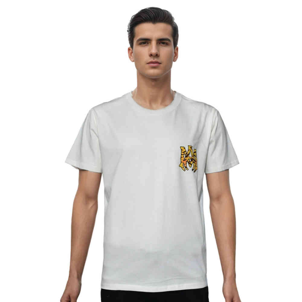 White Amiri Black Premium Bandana Logo Cotton T-shirt