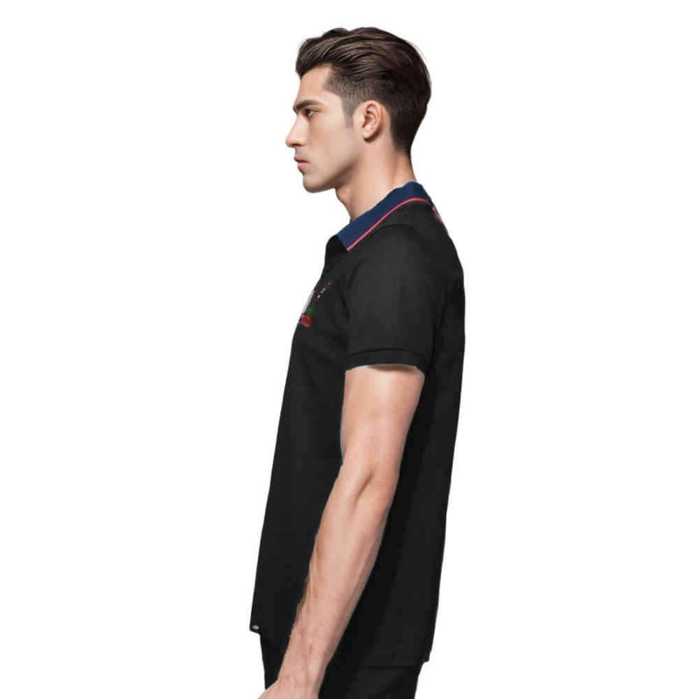 Gucci Strawberry Embroidered Black Polo T-shirt-2